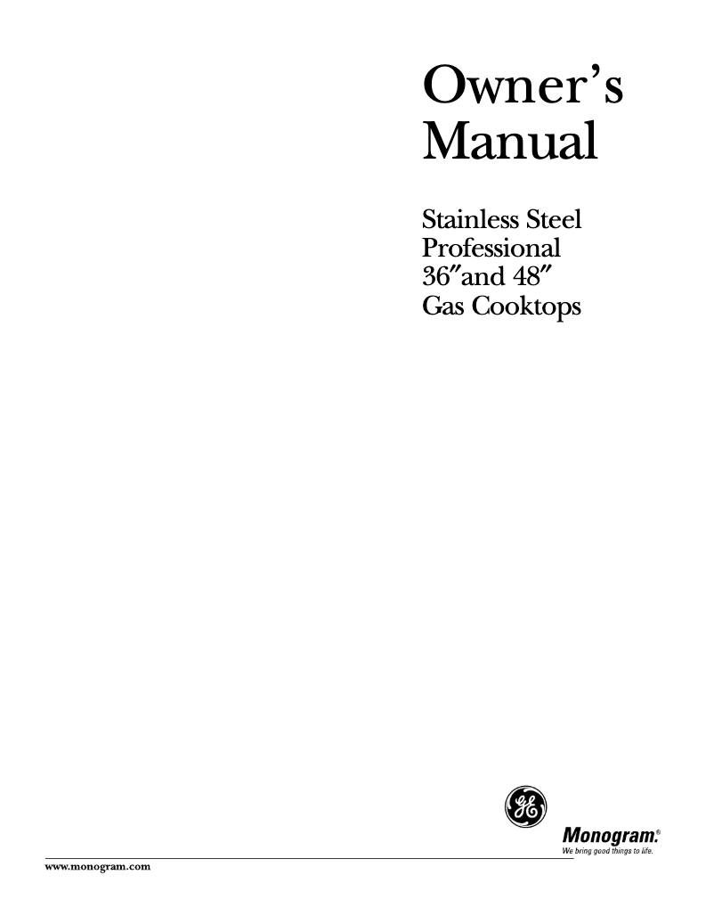 Page 1 of the manual Use and Maintenance Manual GE ZGU48L6RWSS