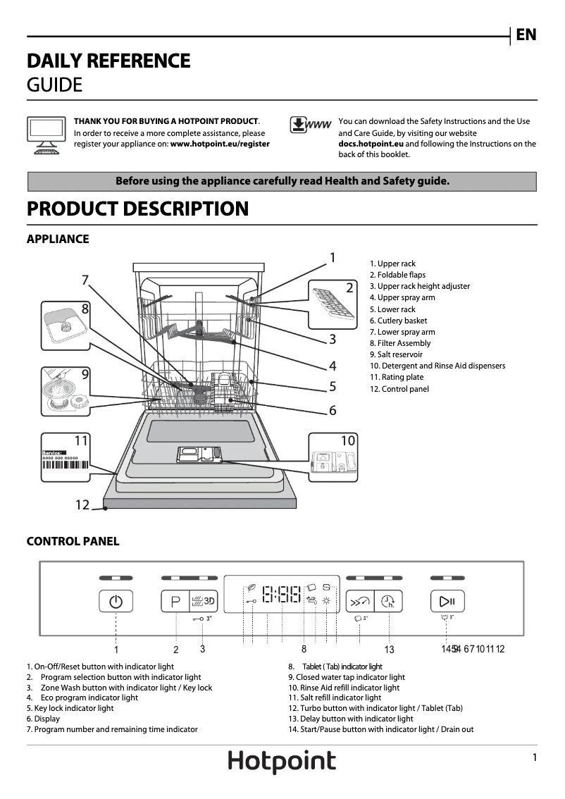 Page 1 de la notice Manuel utilisateur Hotpoint HFC 3C26 W UK