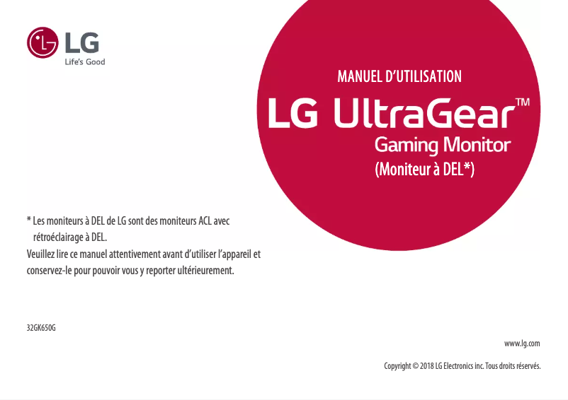 Page n°1 - Manuel utilisateur LG 32GK650G-B