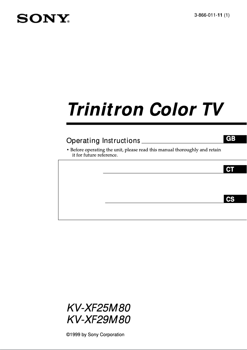 Page 1 de la notice Manuel utilisateur Sony KV-XF25M80