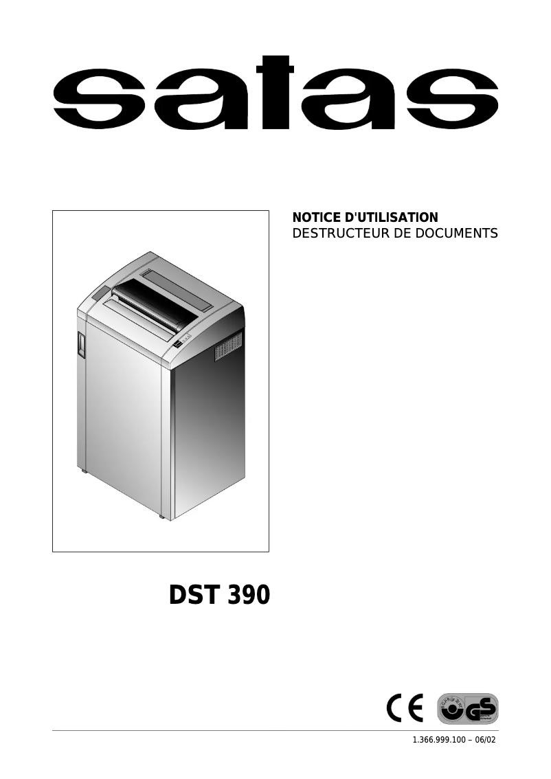 Page n°1 - Manuel utilisateur Satas DST 390