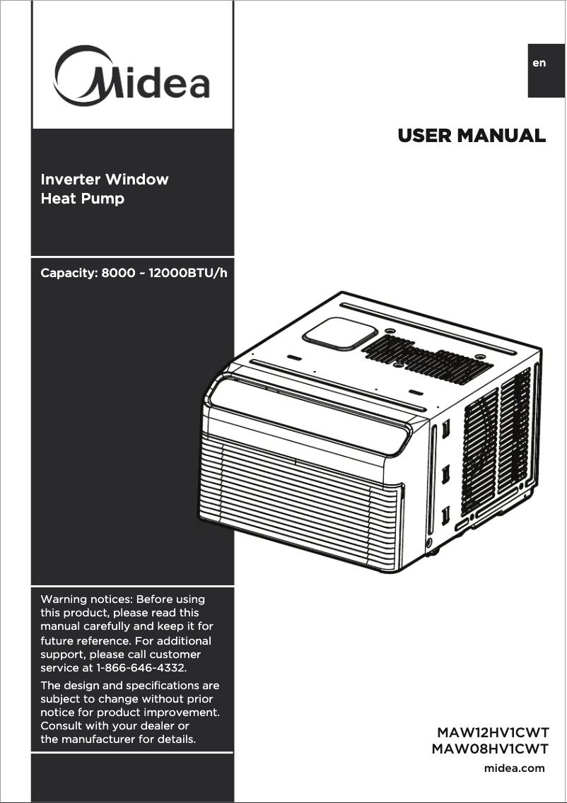 Página 1 del manual Manual de usuario Midea MAW12HV1CWT