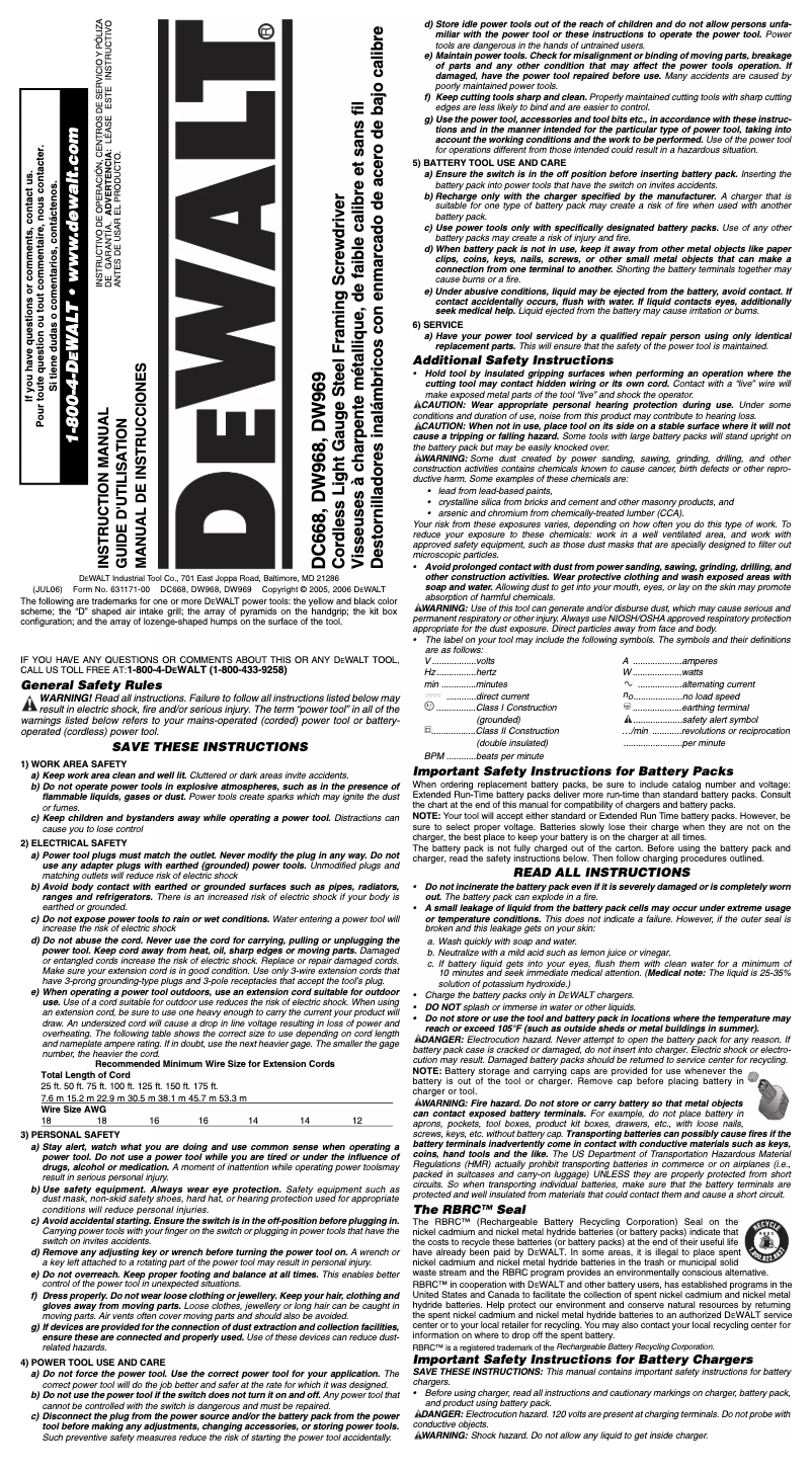 Image de la première page du manuel de l'appareil DW968