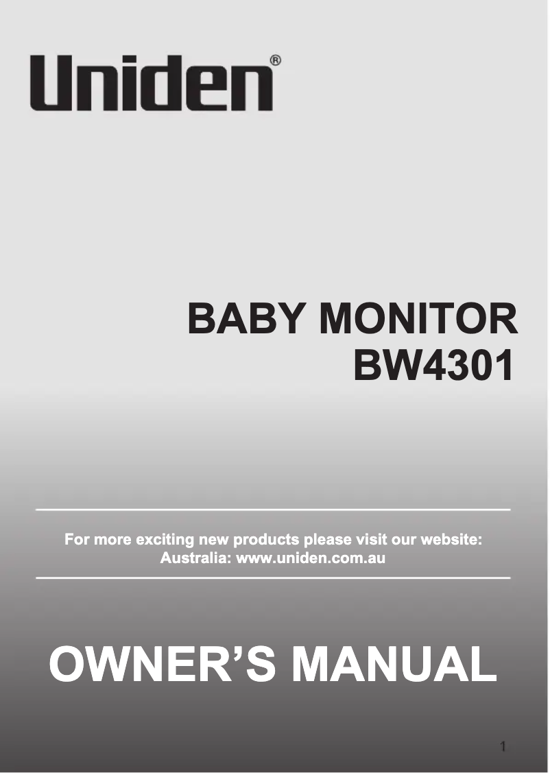 Page n°1 - Manuel utilisateur Uniden BW 4301