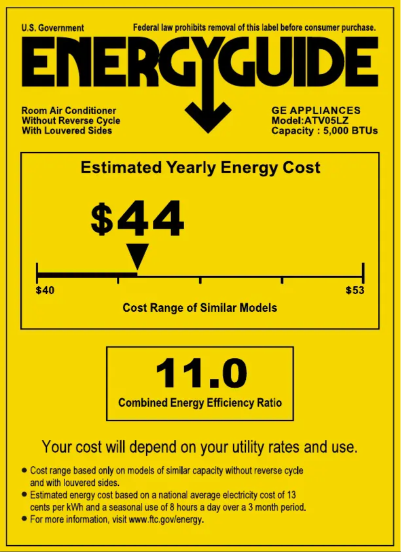 Page n°1 - Label énergétique GE ATV05LZ