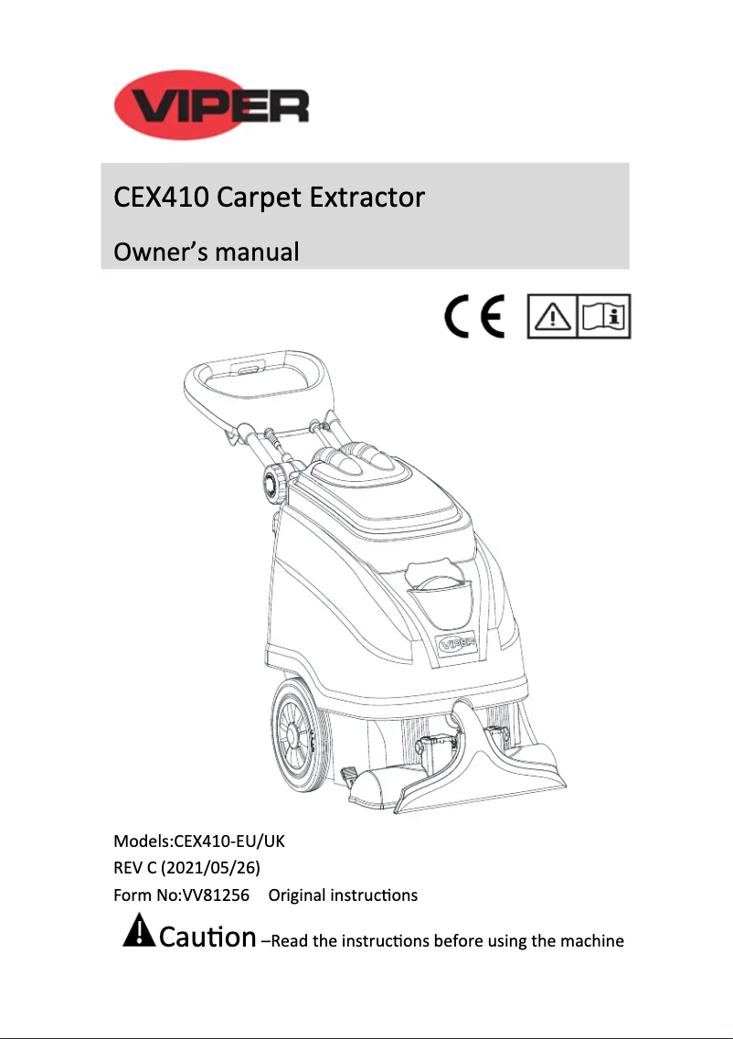 Page 1 de la notice Manuel utilisateur Nilfisk Viper CEX410