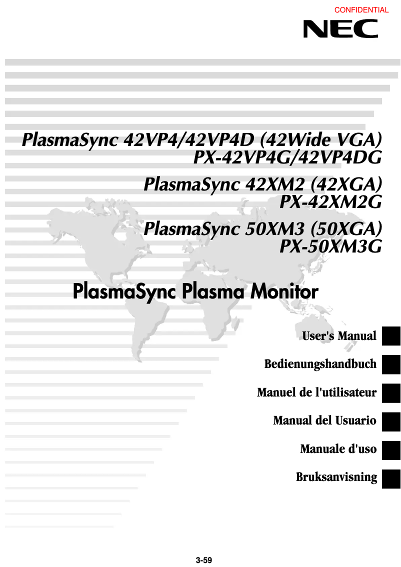 Page 1 de la notice Manuel utilisateur NEC PlasmaSync 42XM2
