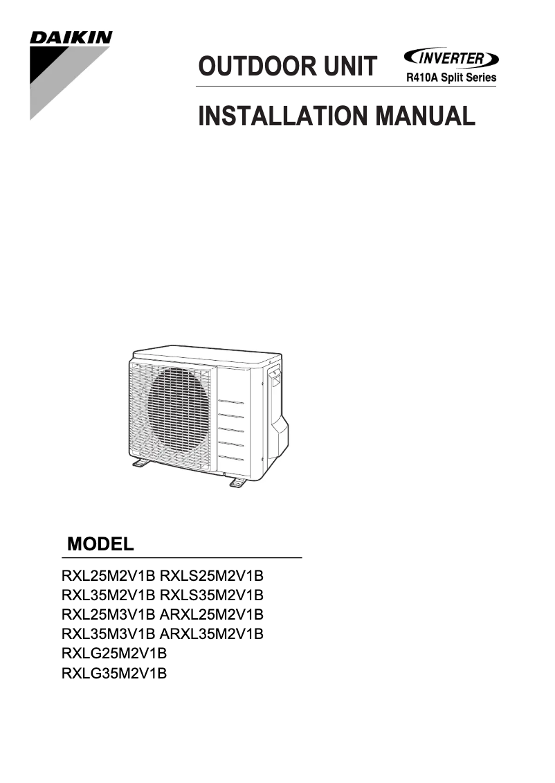 Page 1 de la notice Manuel utilisateur Daikin RXL25M3V1B