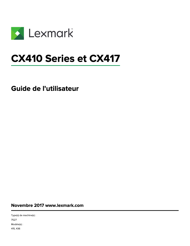 Page 1 de la notice Manuel utilisateur Lexmark CX417