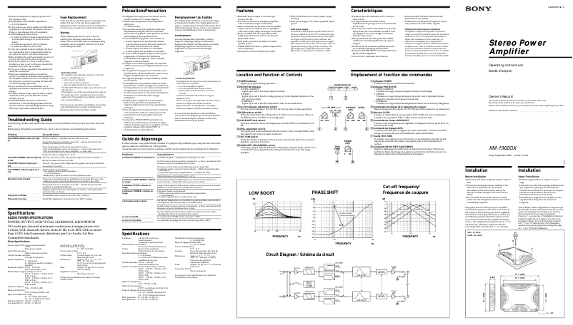 Page 1 de la notice Manuel utilisateur Sony XM-1902GX