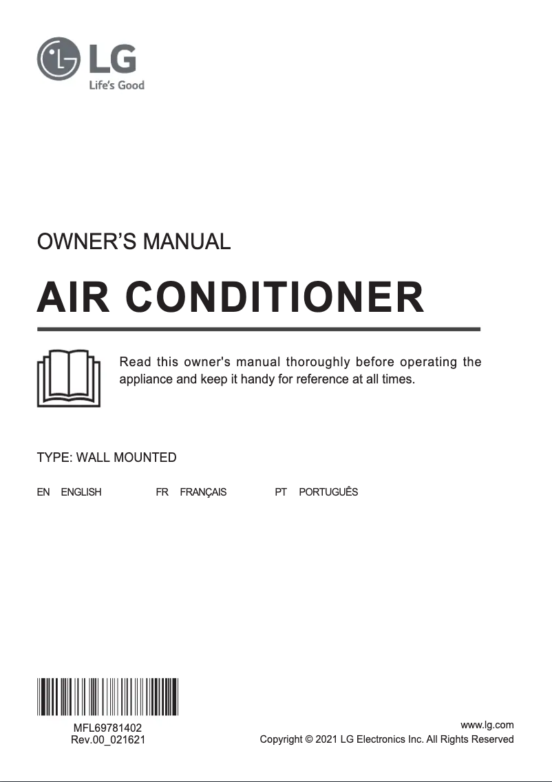 Page 1 de la notice Manuel utilisateur LG S4NQ24K2RTD