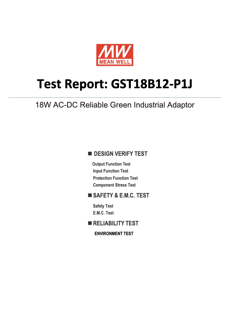 Page 1 de la notice Fiche technique Mean Well GST18B12-P1J