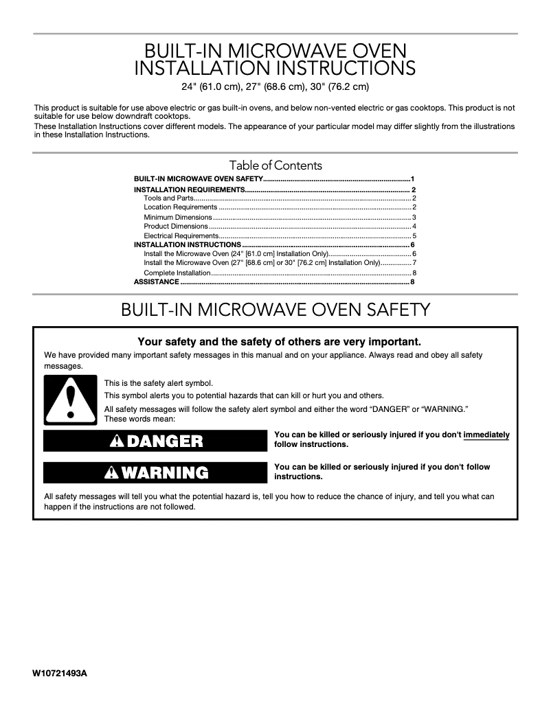 Page 1 de la notice Guide d'installation KitchenAid KMBS104EBL