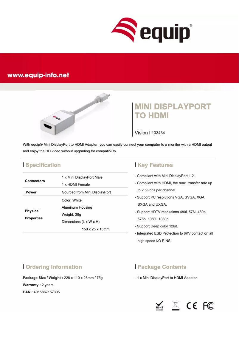 Image de la première page du manuel de l'appareil Mini DisplayPort