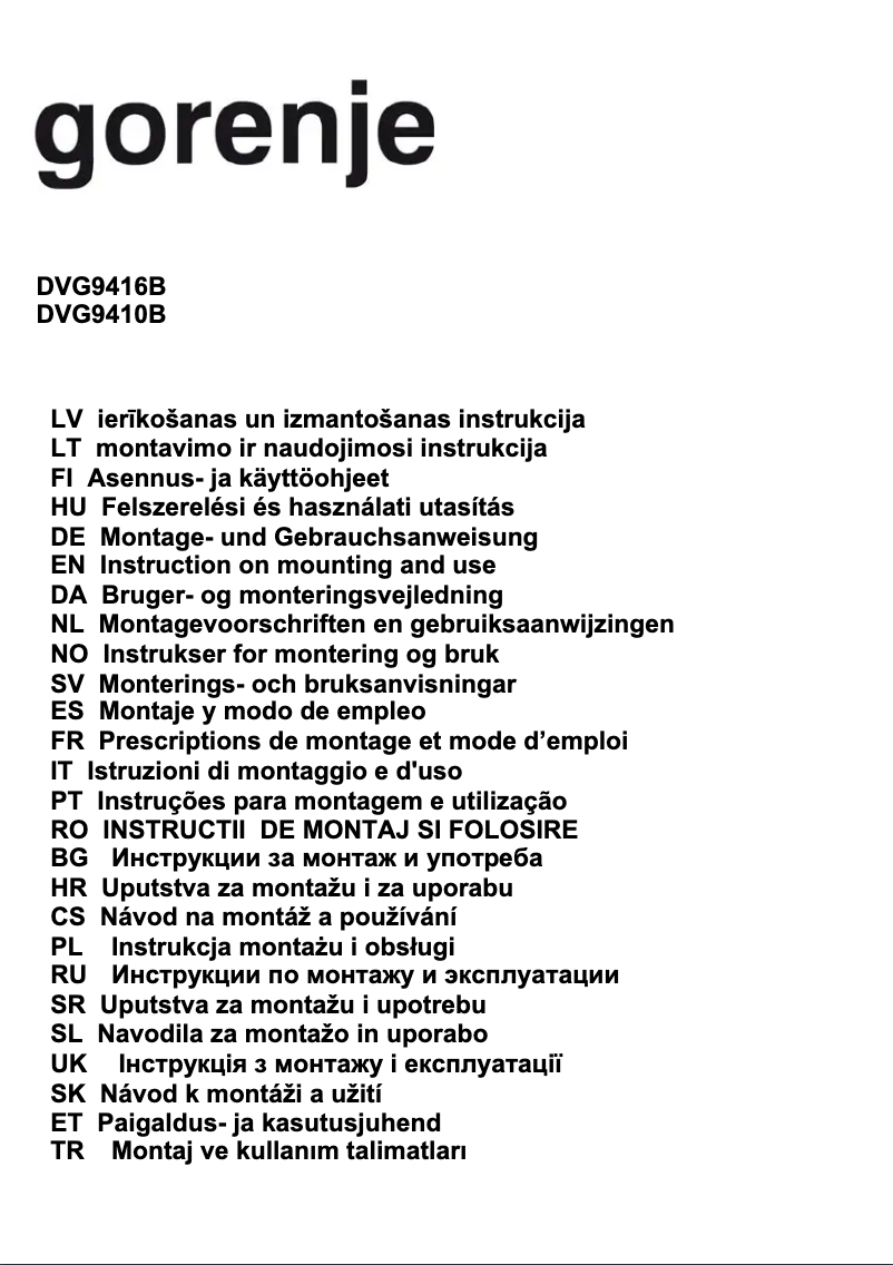 Page n°1 - Manuel utilisateur Gorenje DVG9410B