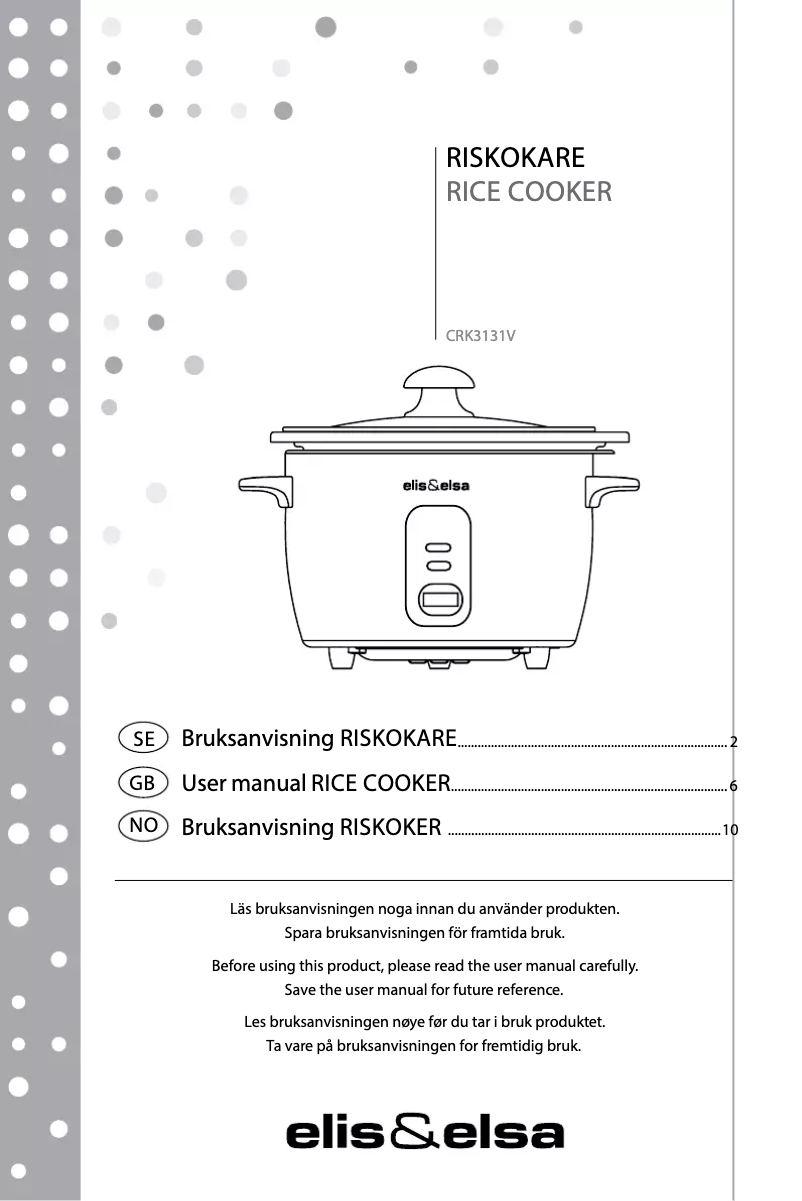 Page n°1 - Manuel utilisateur Elis & Elsa CRK3131V