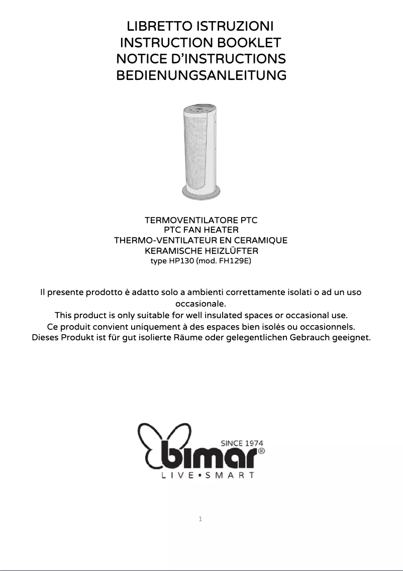 Page 1 de la notice Manuel utilisateur Bimar HP130