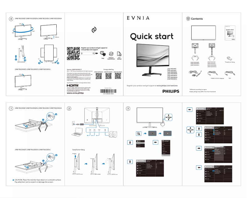 Page 1 of the manual Quick Start Guide Philips Evnia 24M1N3200Z