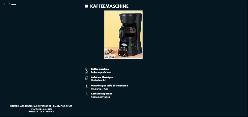 Page n°1 - Manuel utilisateur SilverCrest KH 1098