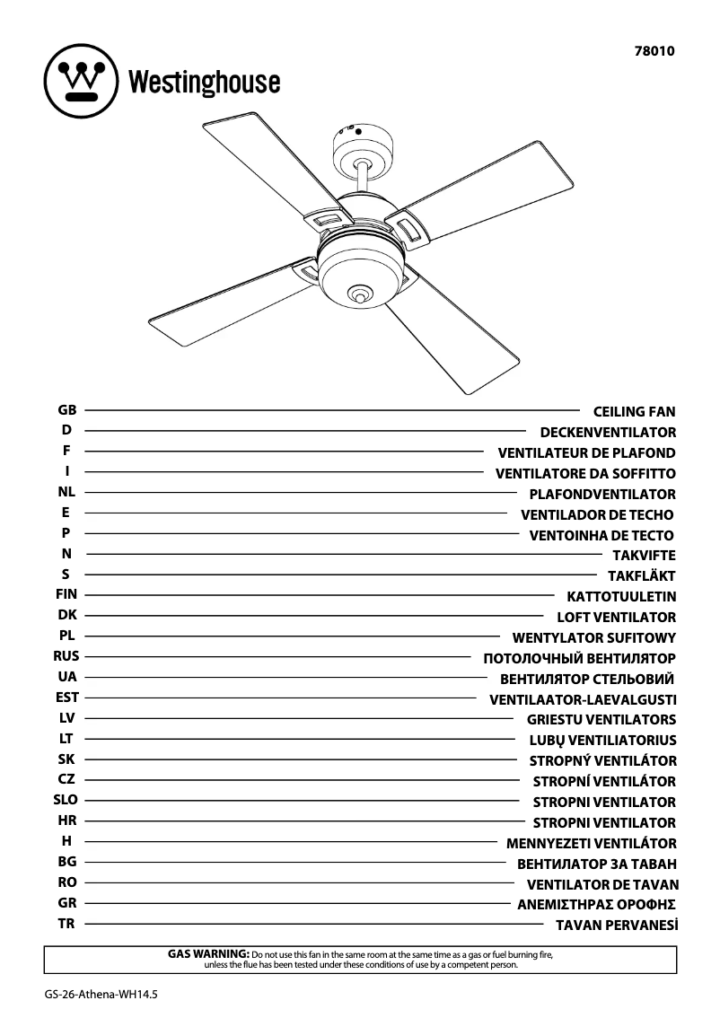 Page n°1 - Manuel utilisateur Westinghouse 78010