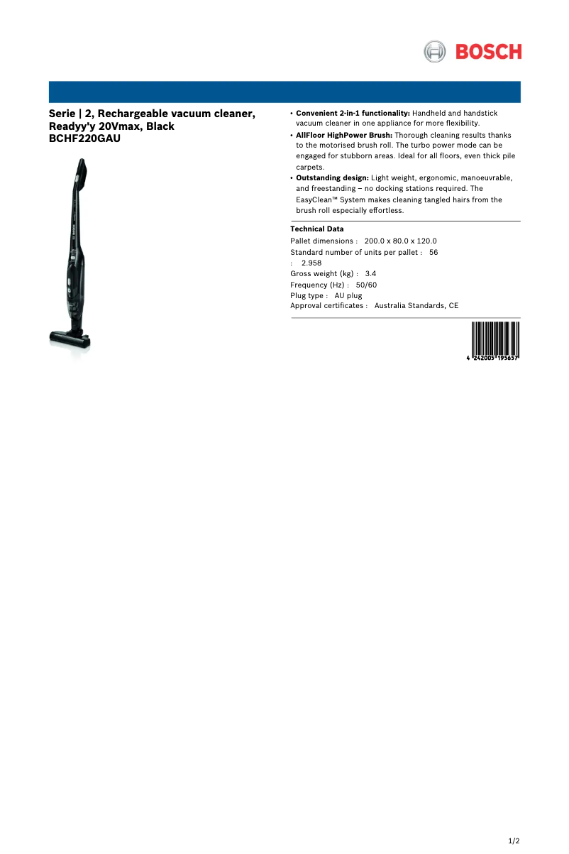 Image de la première page du manuel de l'appareil Readyy'y BCHF220GAU