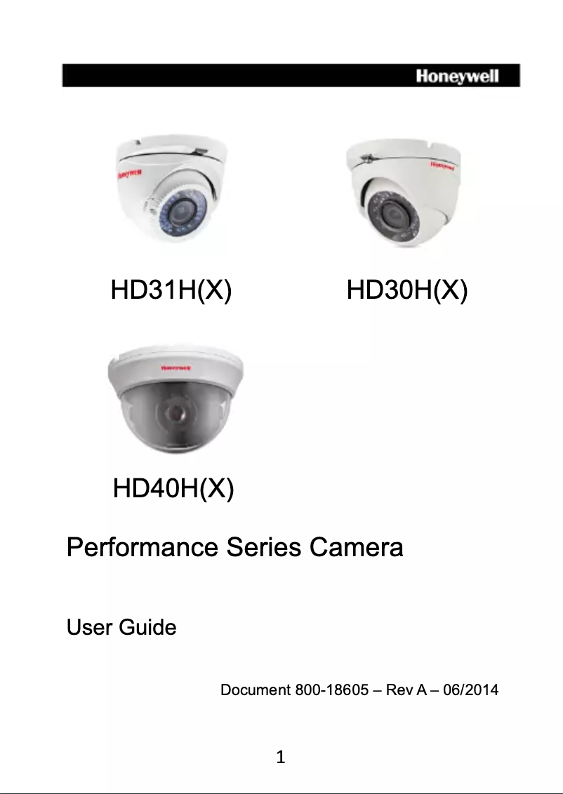 Page 1 de la notice Manuel utilisateur Honeywell Performance HD30H