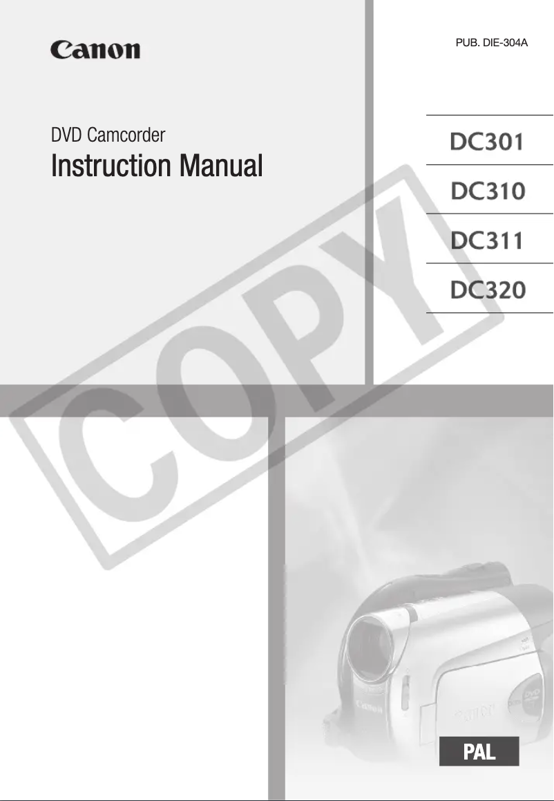 Page 1 de la notice Manuel utilisateur Canon DC320