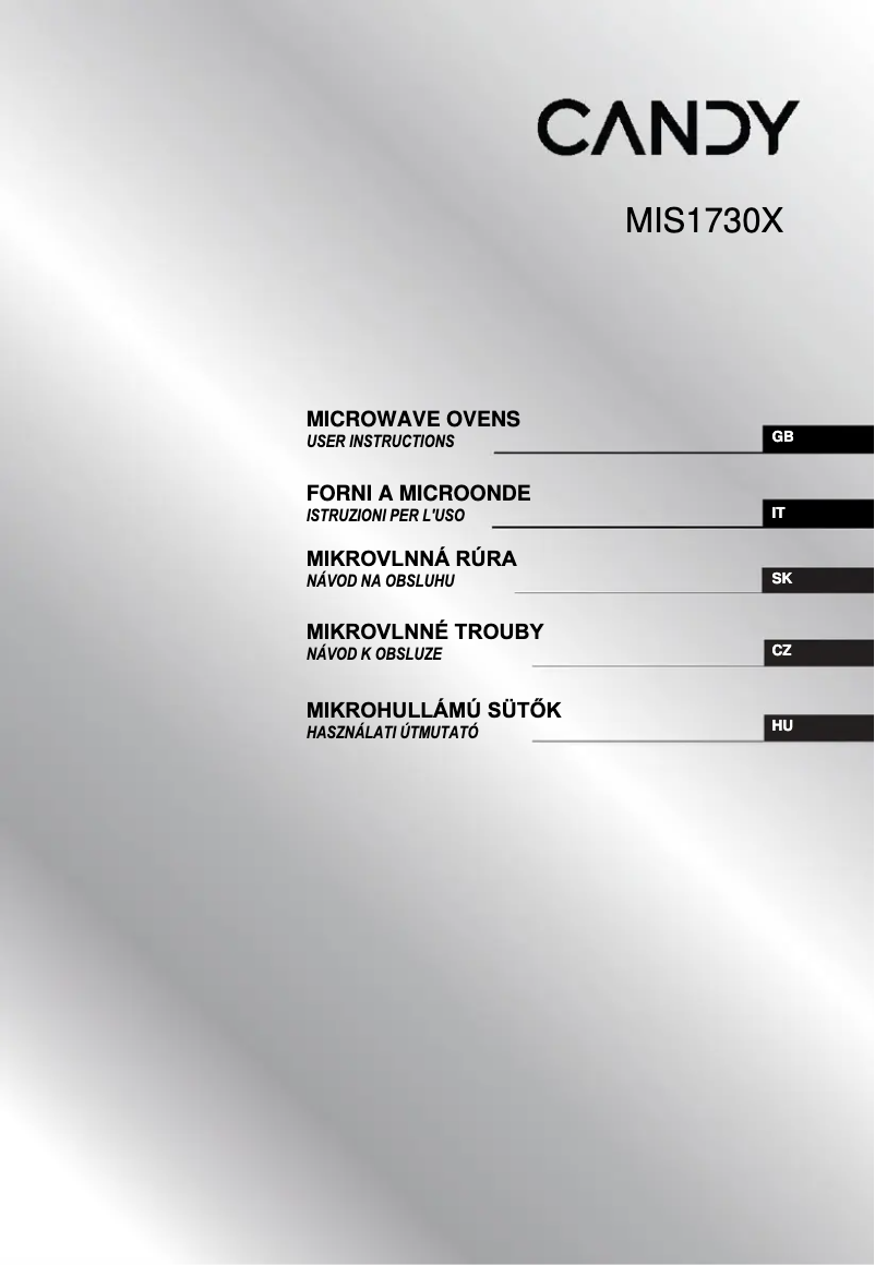 Page 1 de la notice Manuel utilisateur Candy MIS1730X