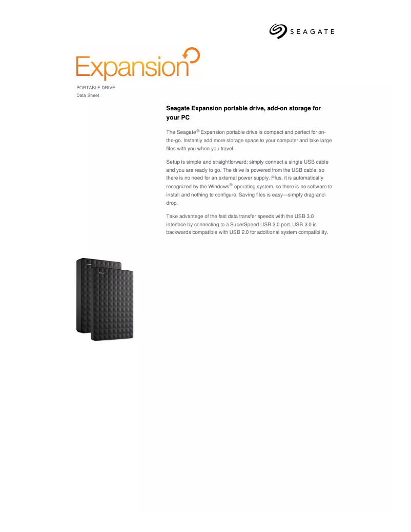 Page n°1 - Fiche technique Seagate Expansion Portable Drive