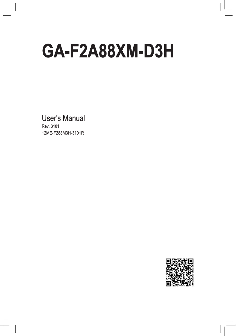Image de la première page du manuel de l'appareil GA-F2A88XM-D3H