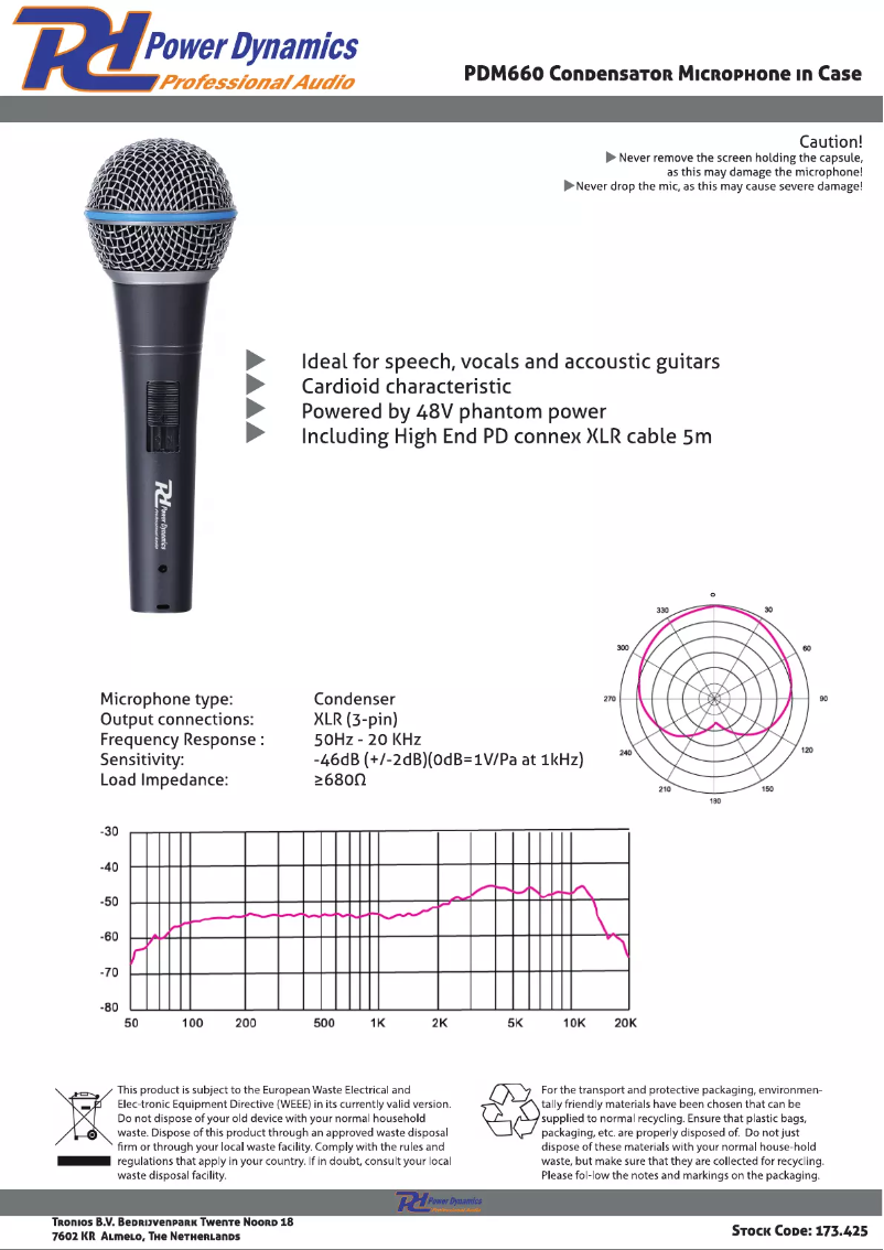 Page 1 de la notice Fiche technique Power Dynamics PDM660