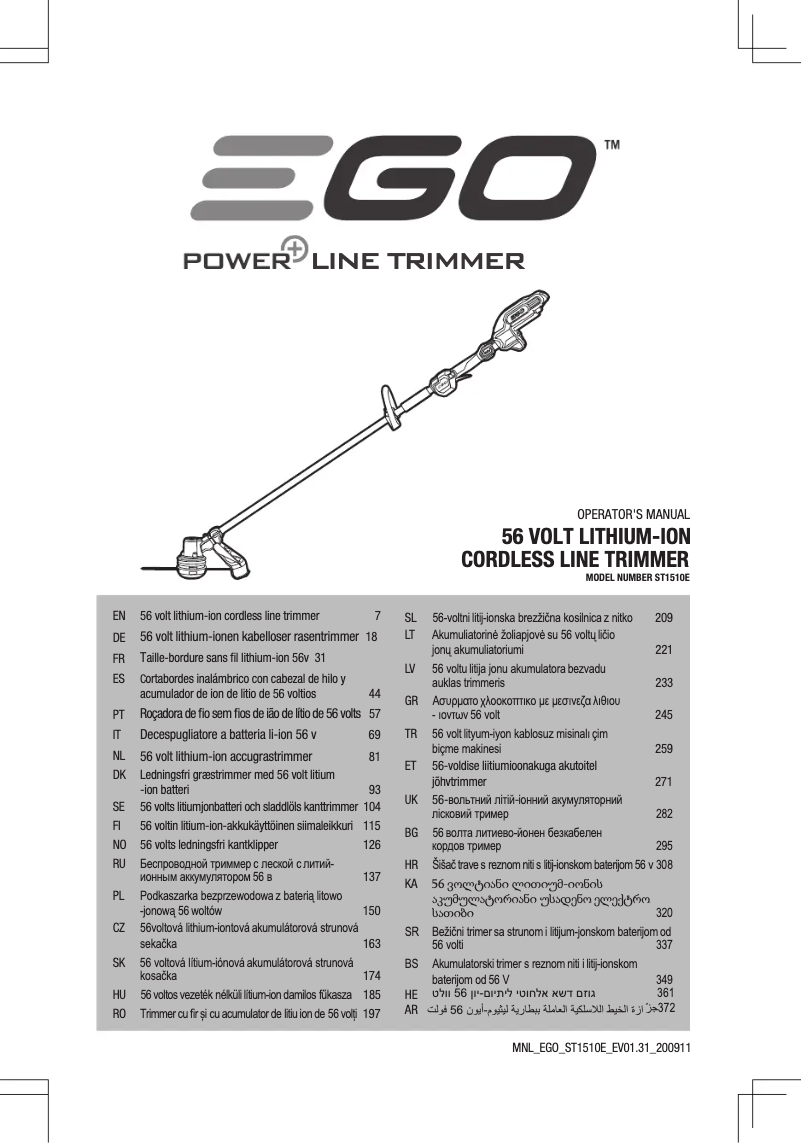 Page n°1 - Manuel utilisateur EGO ST1510E