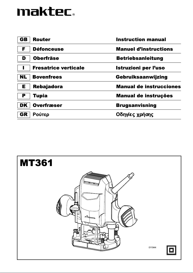 Page 1 de la notice Manuel utilisateur Maktec MT361