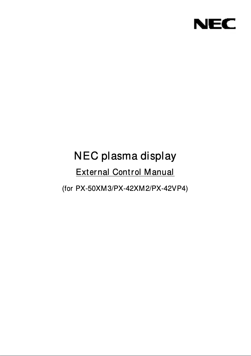 Page 1 de la notice Manuel utilisateur NEC PlasmaSync 42VP4