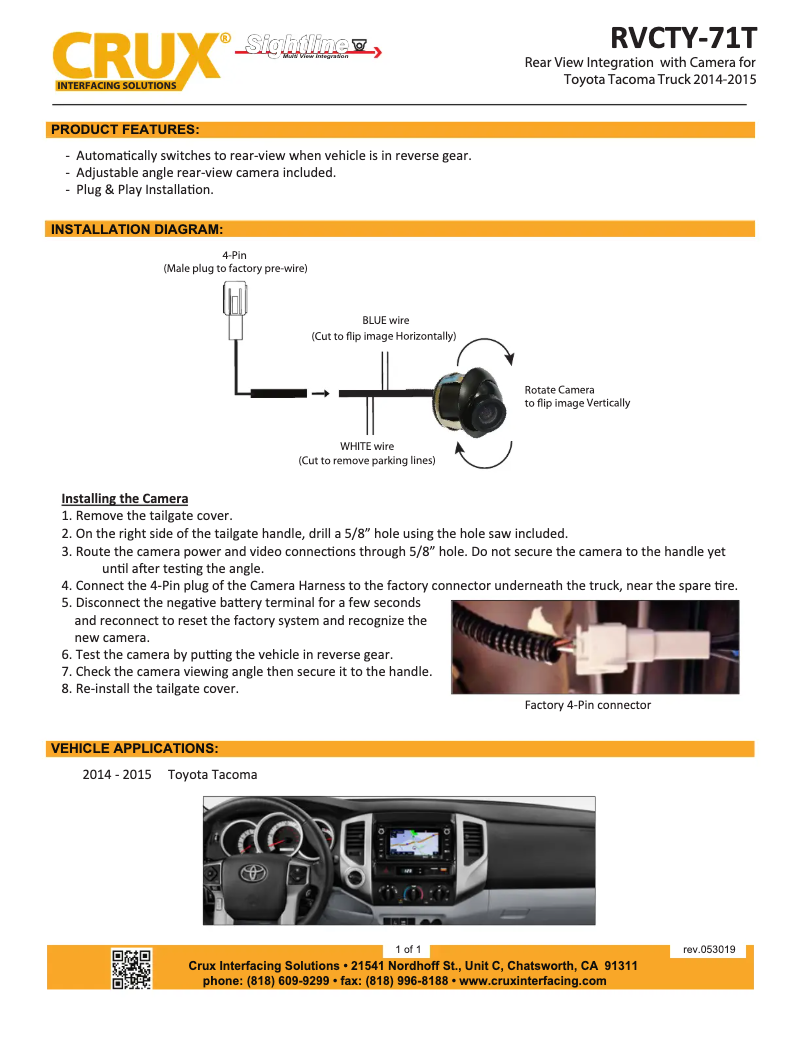 Imagen de la primera página del manual del dispositivo RVCTY-71T