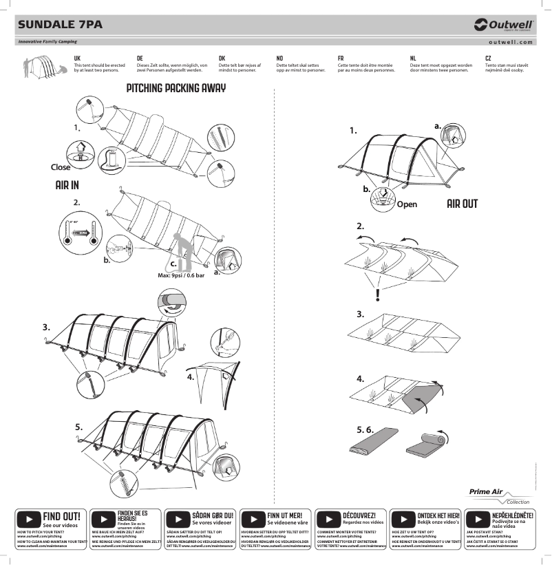 Page 1 de la notice Guide d'installation Outwell Sundale 7PA