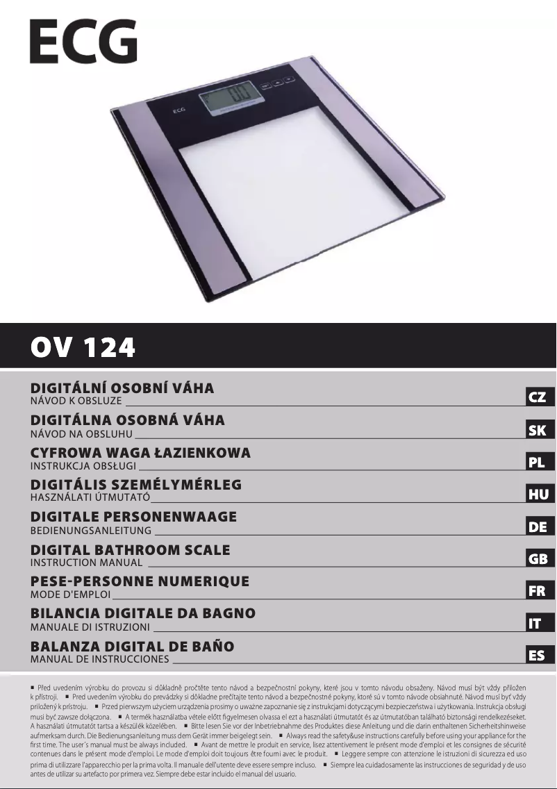Page 1 de la notice Manuel utilisateur ECG OV 124
