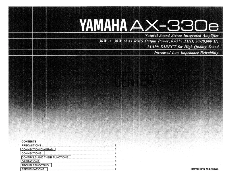 Page n°1 - Manuel utilisateur Yamaha AX-330E