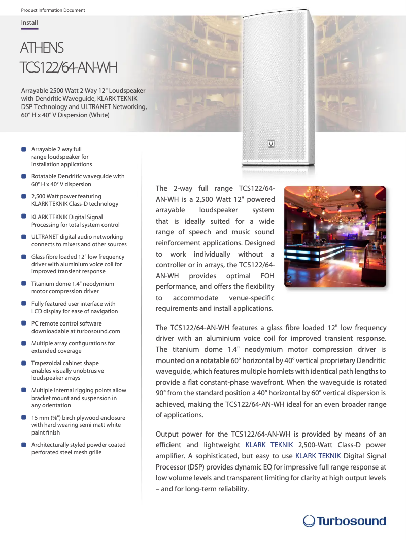 Page n°1 - Fiche technique Turbosound TCS122/64-AN