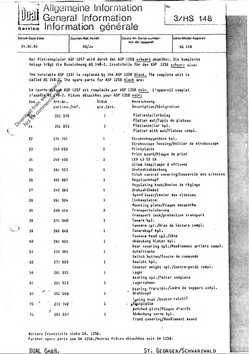 Page 1 de la notice Manuel utilisateur Dual CS 1258