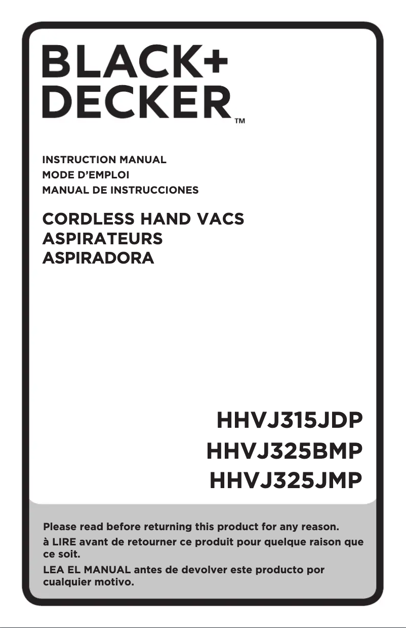 Page n°1 - Manuel utilisateur Black & Decker HHVJ325BMP07