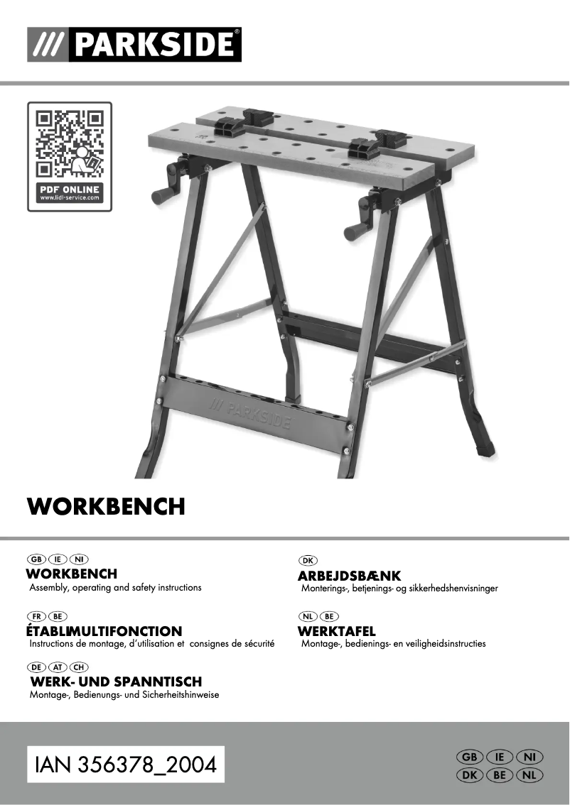 Page 1 de la notice Manuel utilisateur Parkside IAN 356378
