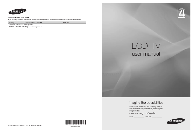 Page 1 de la notice Manuel utilisateur Samsung LE-26C450E1WXZG