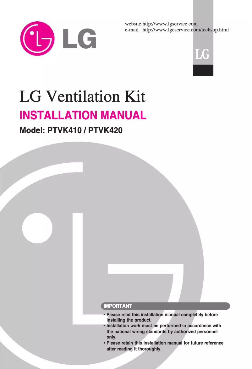 Page n°1 - Manuel utilisateur LG PTVK410