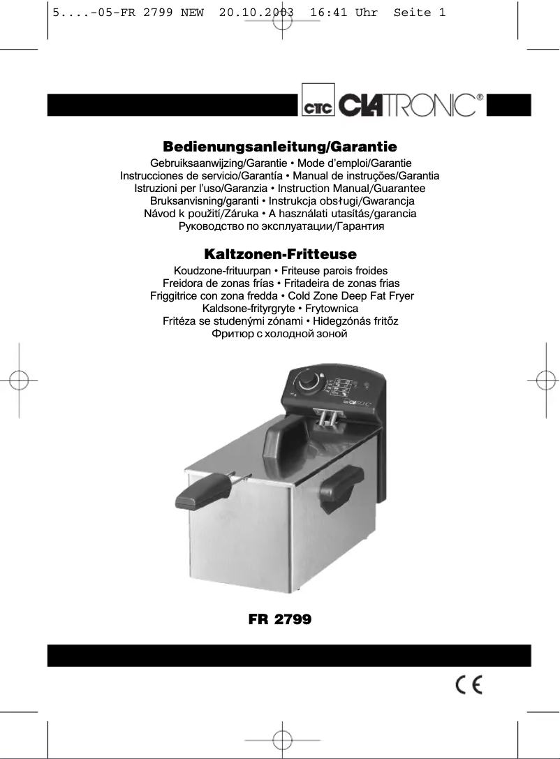 Page 1 de la notice Manuel utilisateur Clatronic FR2799