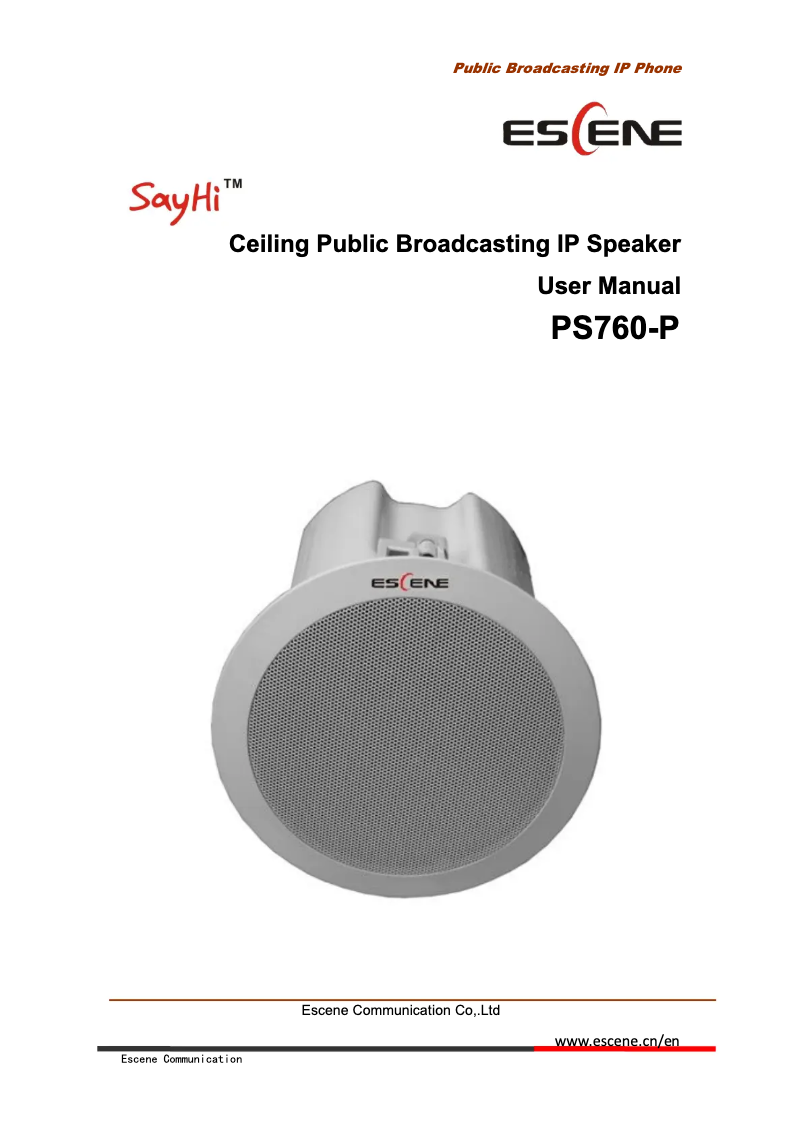 Page n°1 - Manuel utilisateur Escene PS760-P