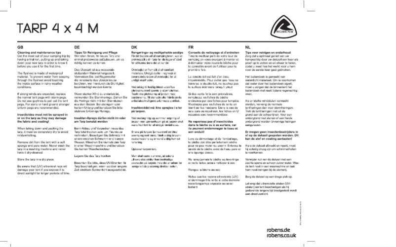 Page n°1 - Manuel utilisateur Robens Tarp 4 x 4 M
