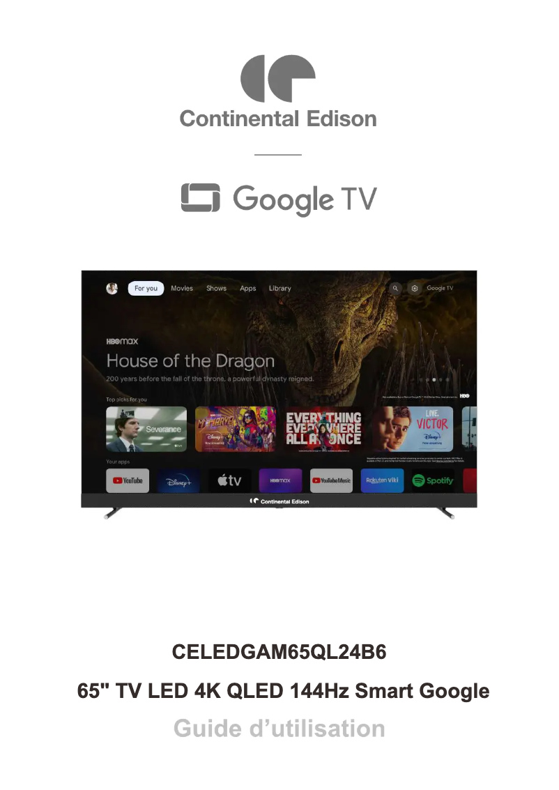 Page 1 de la notice Manuel utilisateur Continental Edison CELEDGAM65QL24B6