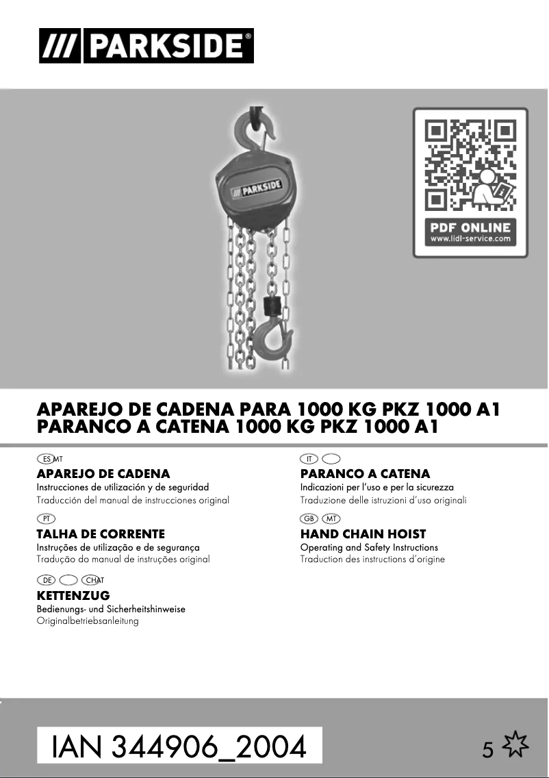 Image de la première page du manuel de l'appareil PKZ 1000 A1