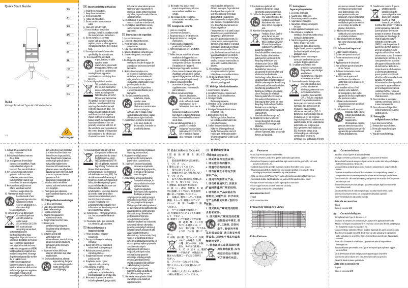 Page 1 de la notice Manuel utilisateur Behringer BV44